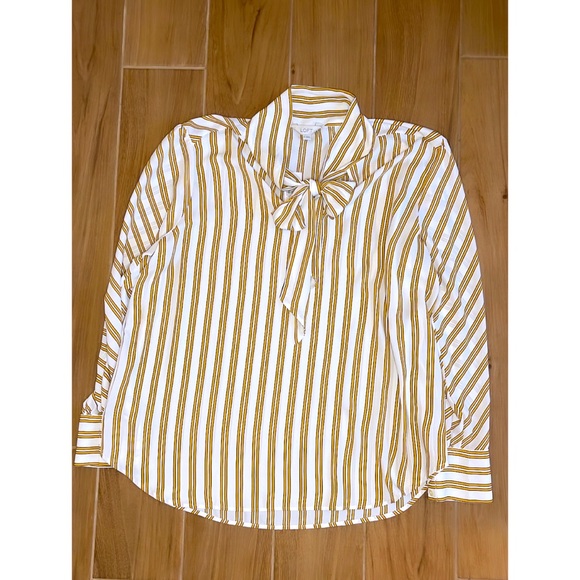 NEW LOFT Striped Bow Neck Blouse (Size: L-1X) NWT - Picture 6 of 7